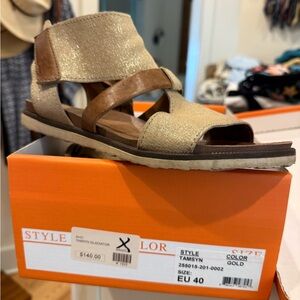 Miz Mooz Gold and Brown Sandals